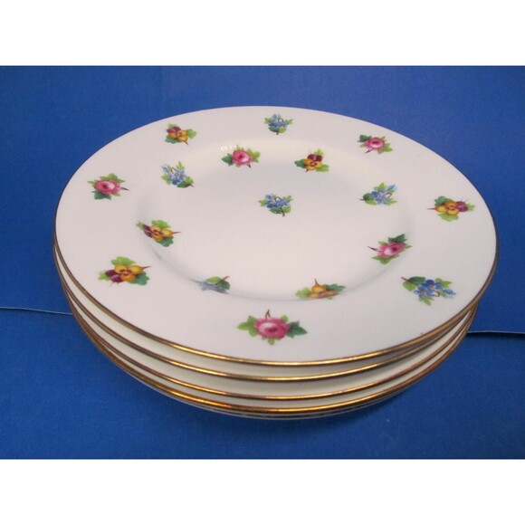 Minton Roses Pansies Forget me nots Gold Trim Bread Plates  Bundle of 6 - Picture 6 of 12